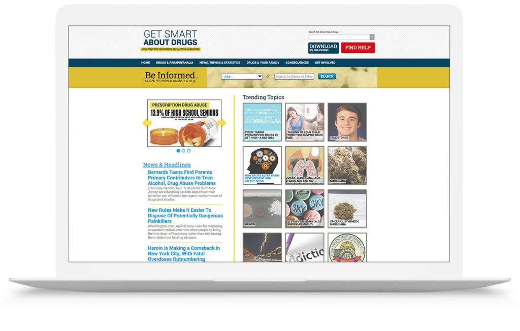 home page for Get Smart About Drugs web site