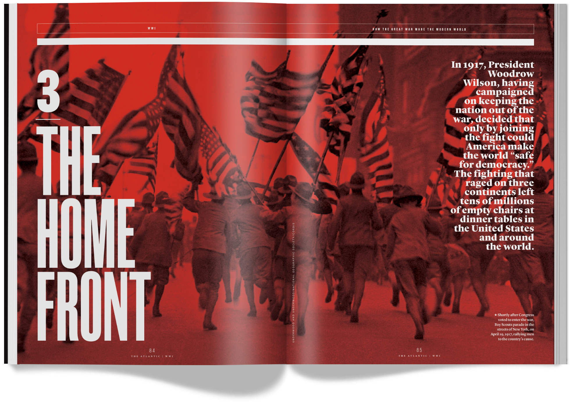 magazine spread showing soldiers marching